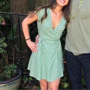 Reformation Green Floral Mini Dress